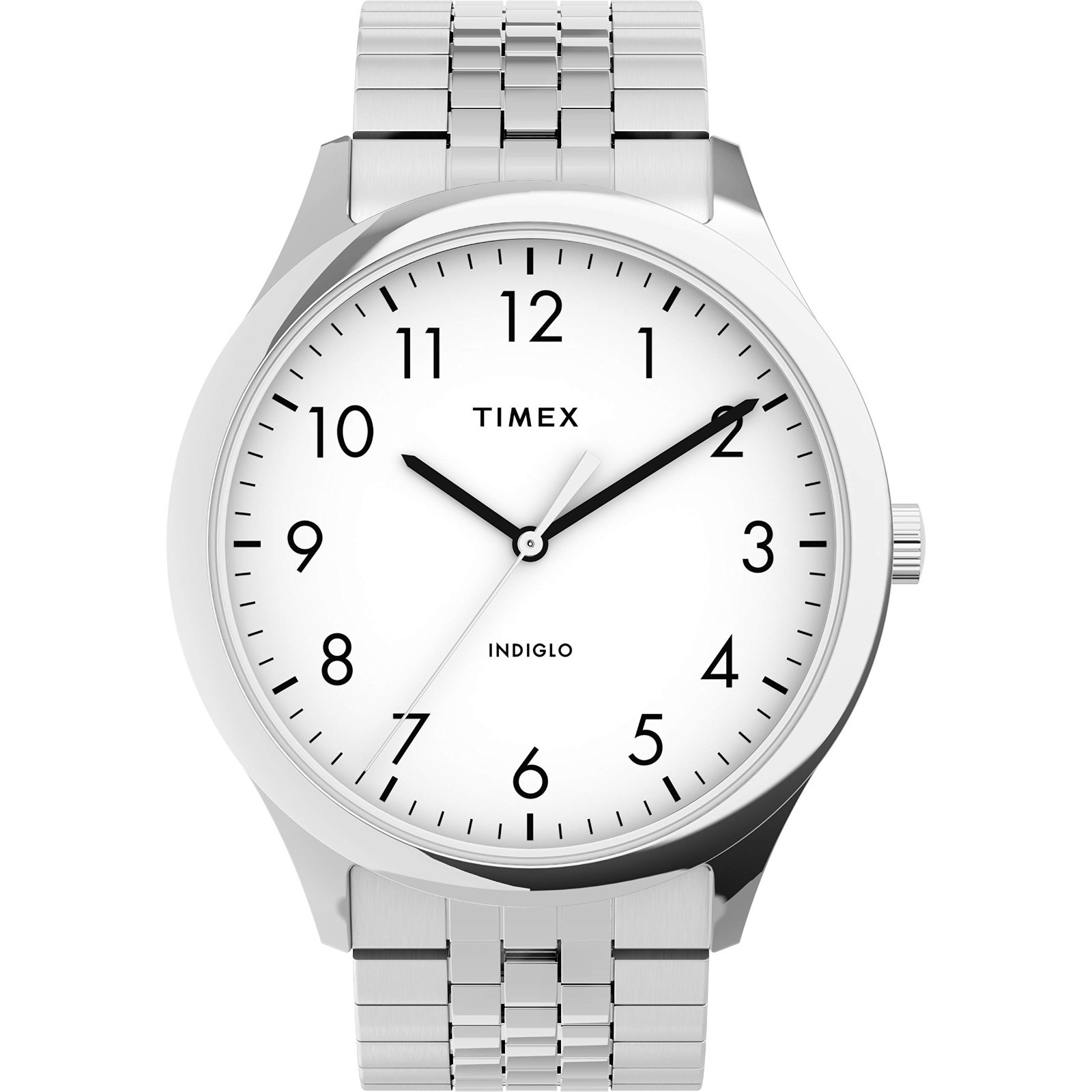 Timex Men’s Easy Reader 40mm Silver White Dial Indiglo Expansion Watch TW2U39900