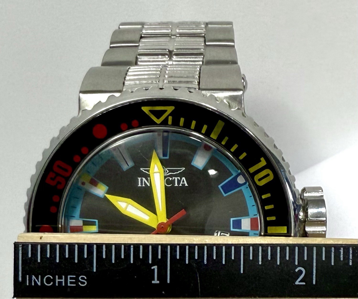 52mm Auto MARITIME Flags | Gray Dial | Silvertn Bracelet PRO DIVER Invicta Watch