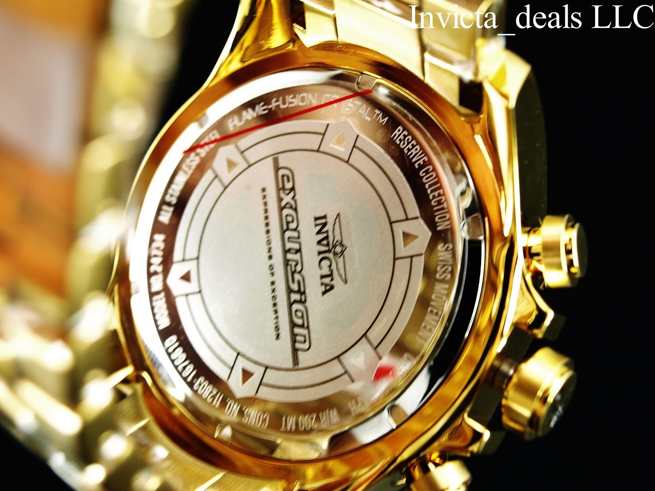 RareInvicta Men’s 52mm Reserve EXCURSION Swiss Chrono PLATINUM Dial Gold SS Watc