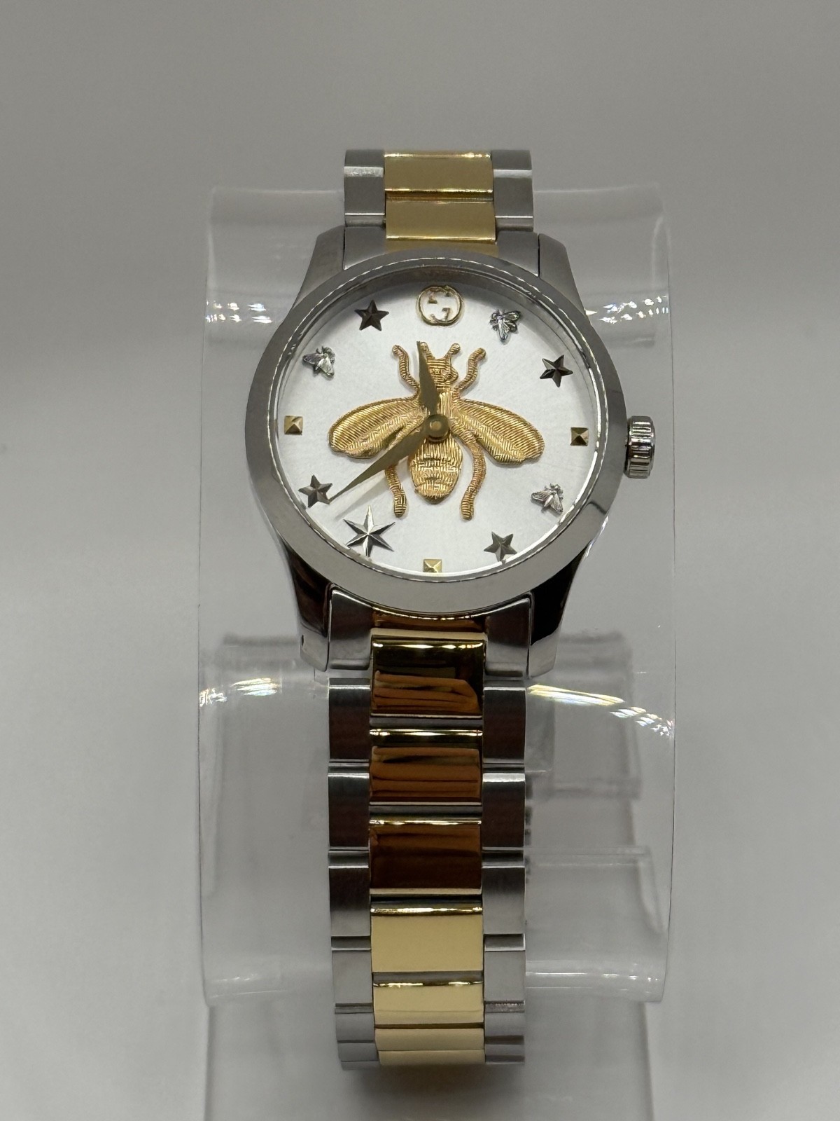 GUCCI Gucci G Timeless Silver Dial Two Tone Steel Strap Watch YA126599 27mm