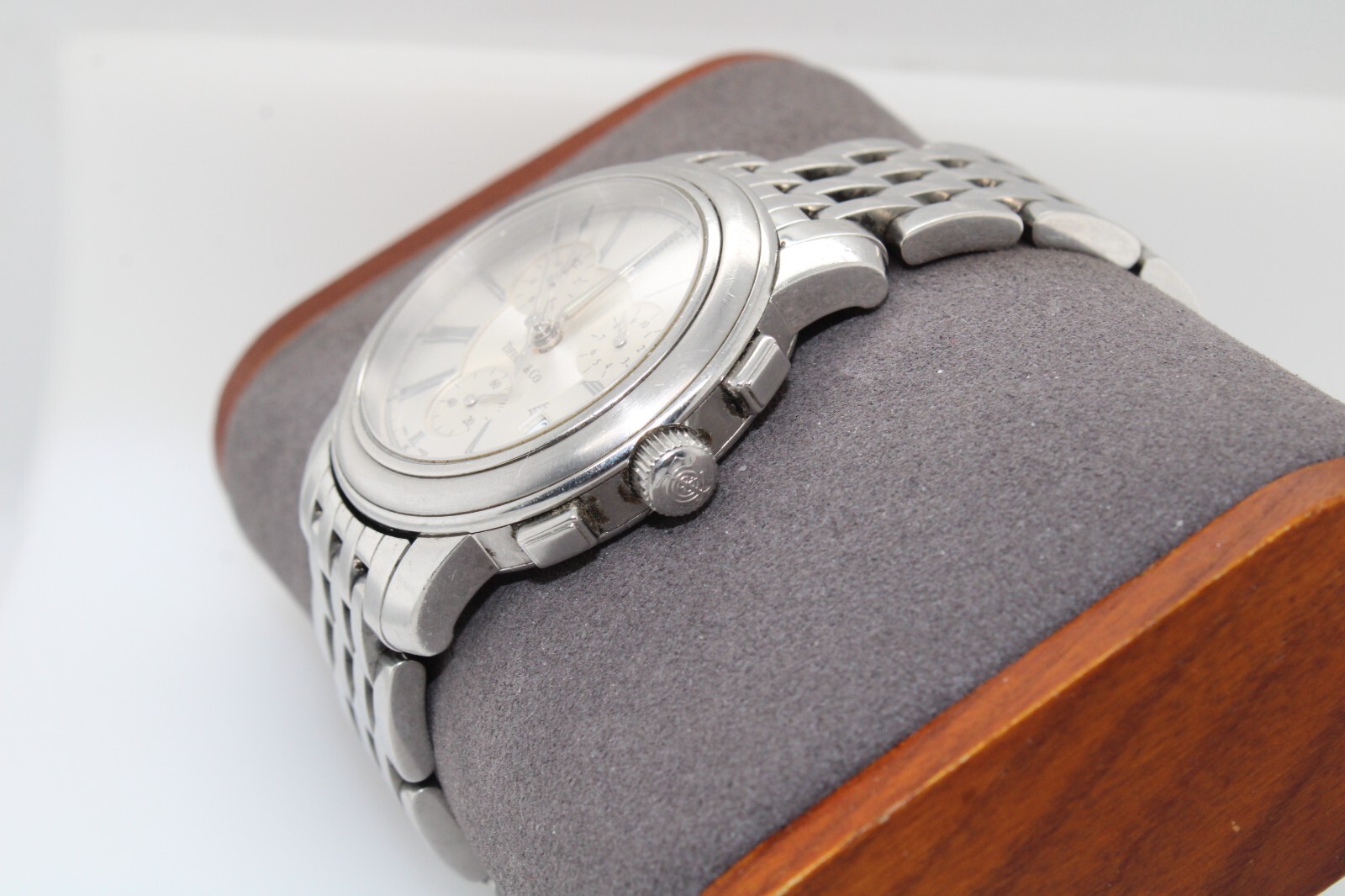 TIFFANY&Co. Watch Mark Round Chronograph Date Quartz Dial Silver Men’s #18902