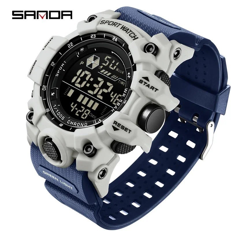 SANDA Mens Sports Watch Waterproof LED Digital Analog Military Outdoor watch