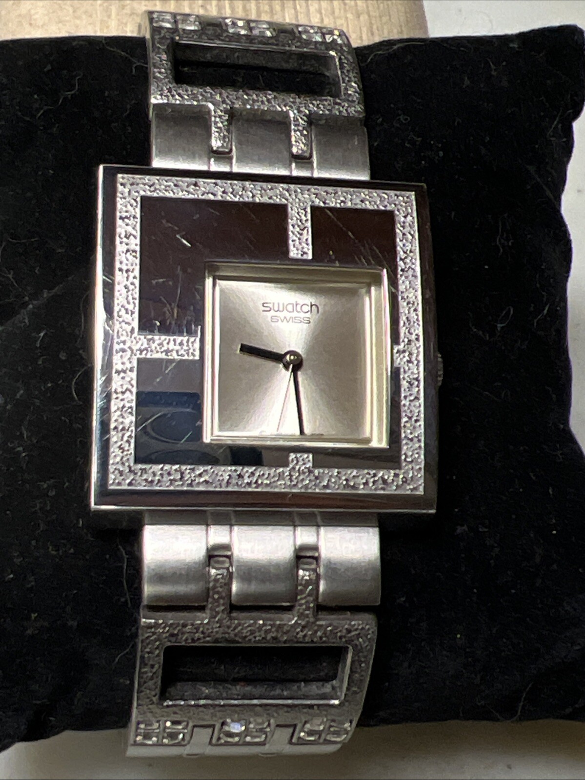 Swatch YUS100G Square Mirror Time Swiss Quartz Womens Watch