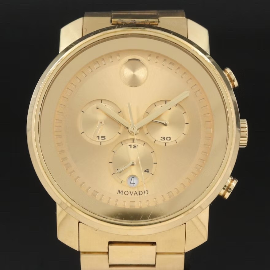 Movado Bold Chronograph Champagne Dial 44mm Quartz Watch MB.01.1.34.6156