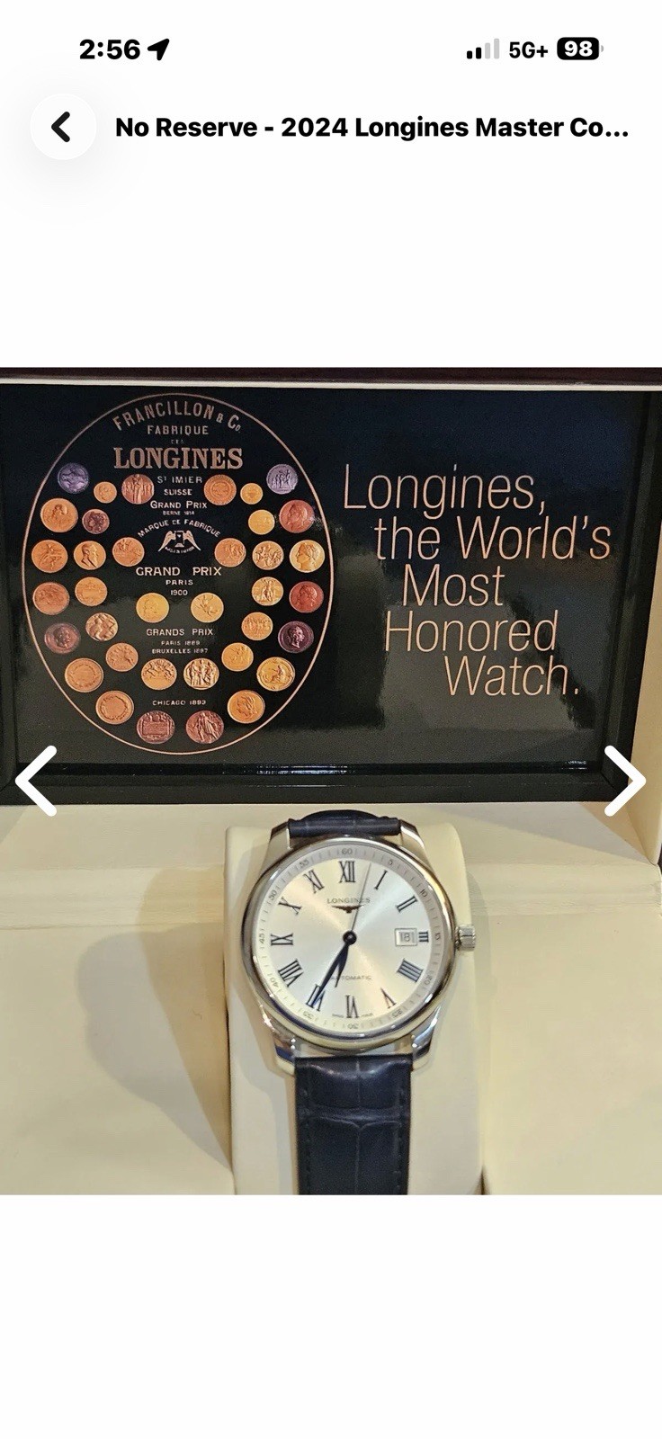 Longines Master Collection Auto Silver Roman Dial Date 40mm box & papers