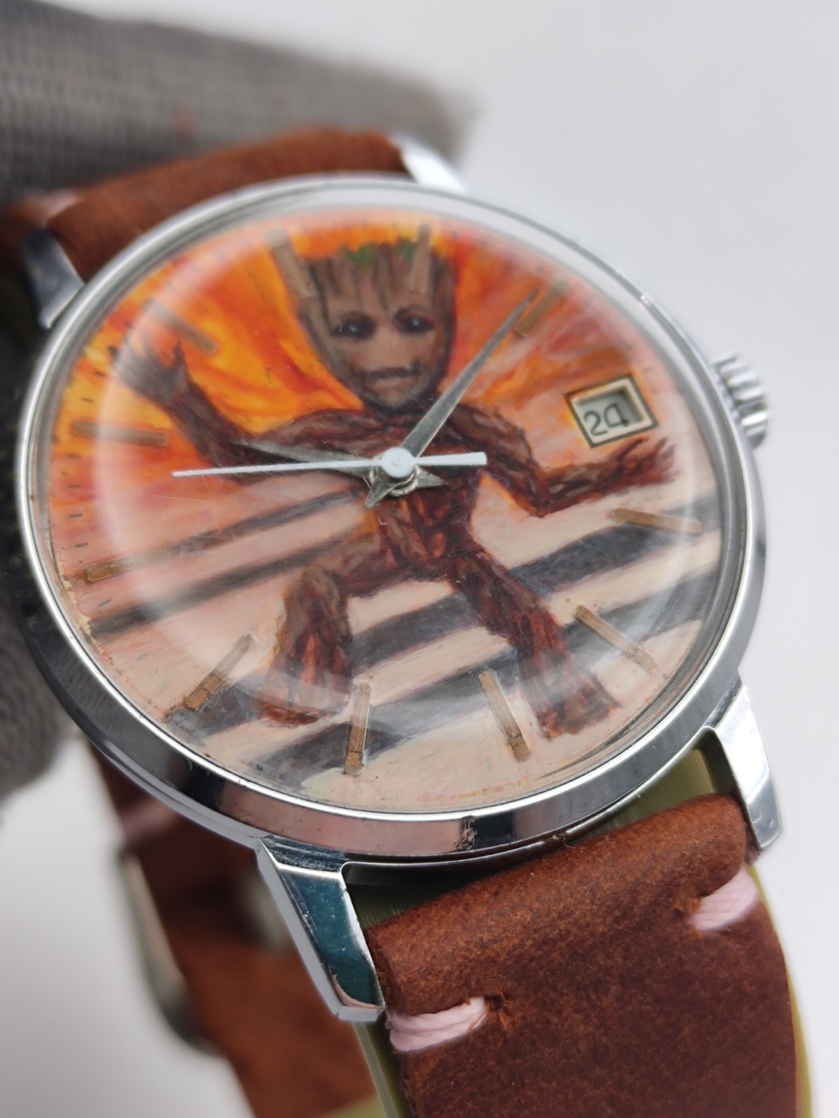 Piece Unique Watch Groot Artwork Poljot 2614.2H Hand painted Handmade Man