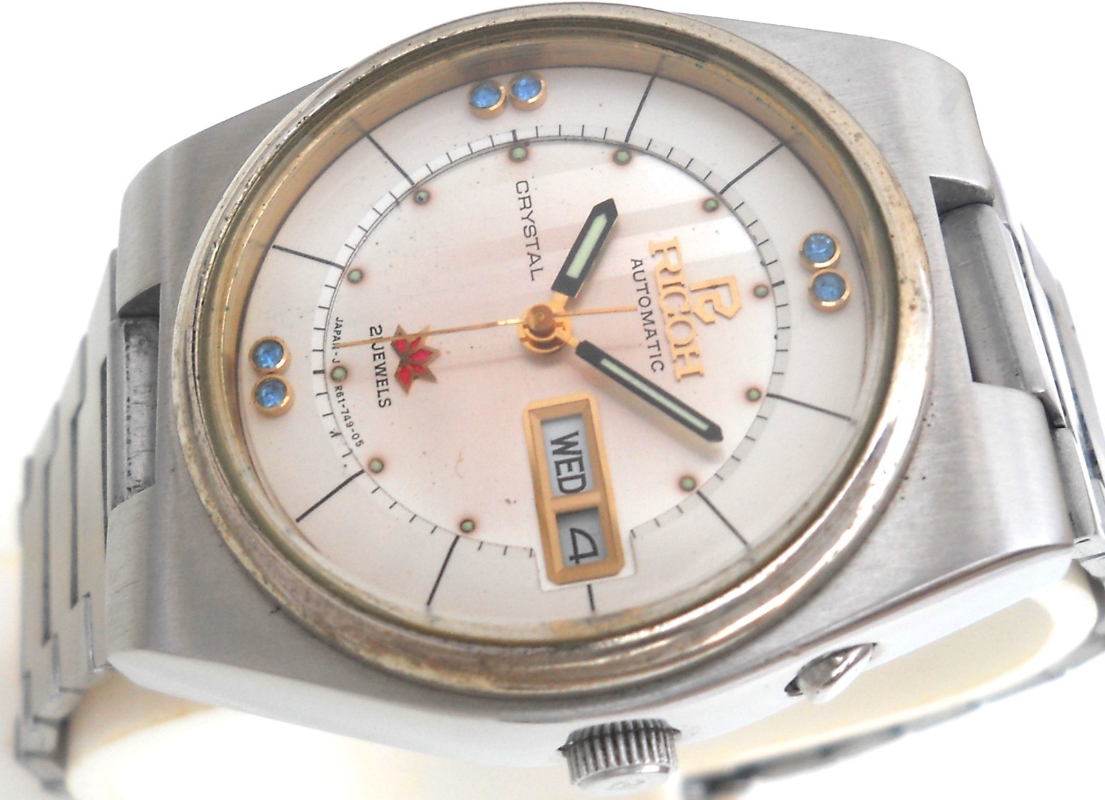 Vintage Ricoh Crystal Automatic distinctive blue rhinestone accent markers Japan