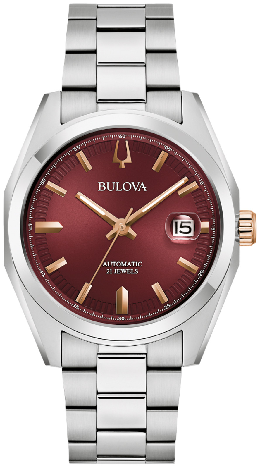 Bulova Surveyor Automatic Red Dial Mens Watch 98B422