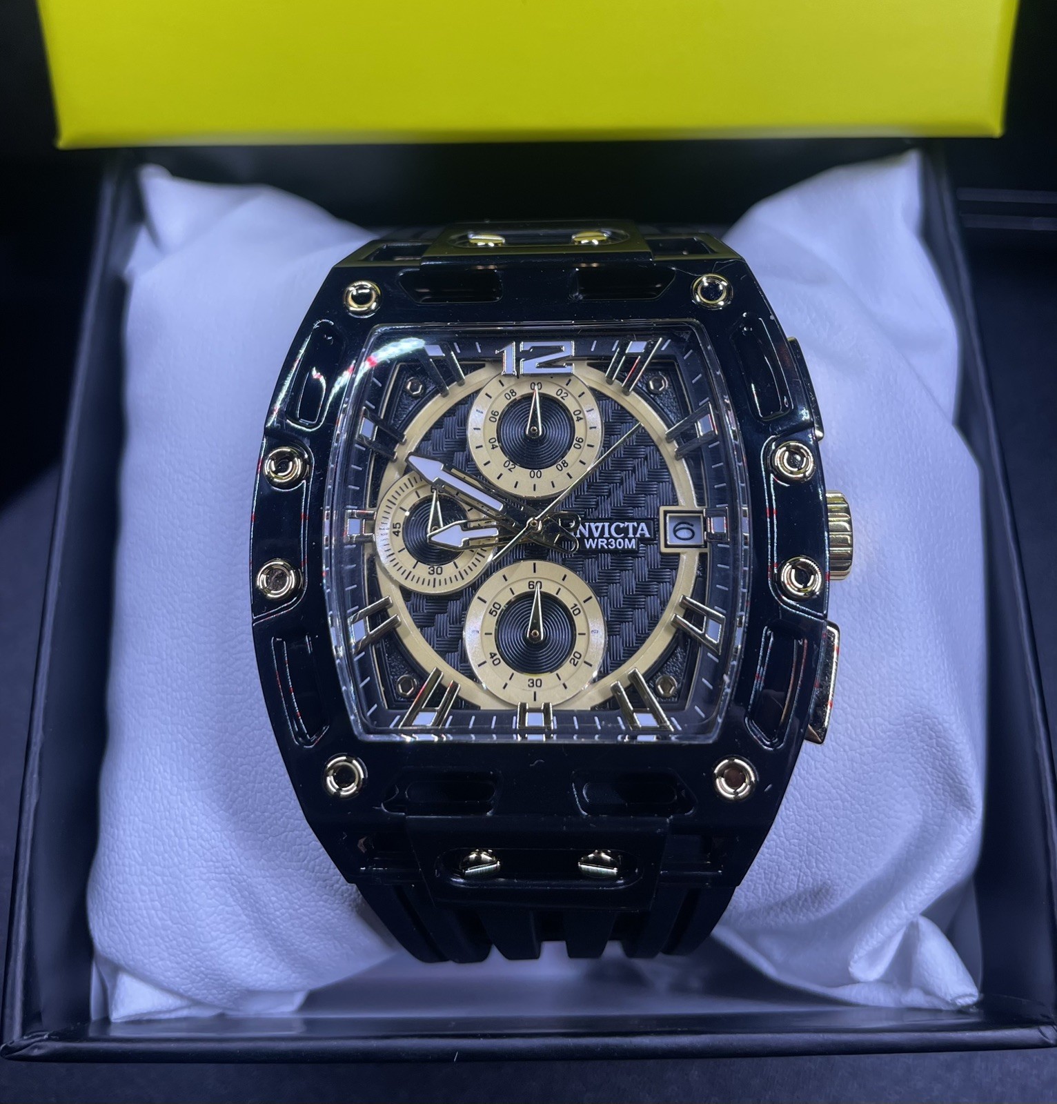 Invicta Men’s S1 Rally 70184 Allogrip 42mm Black And Gold Watch, New with tags