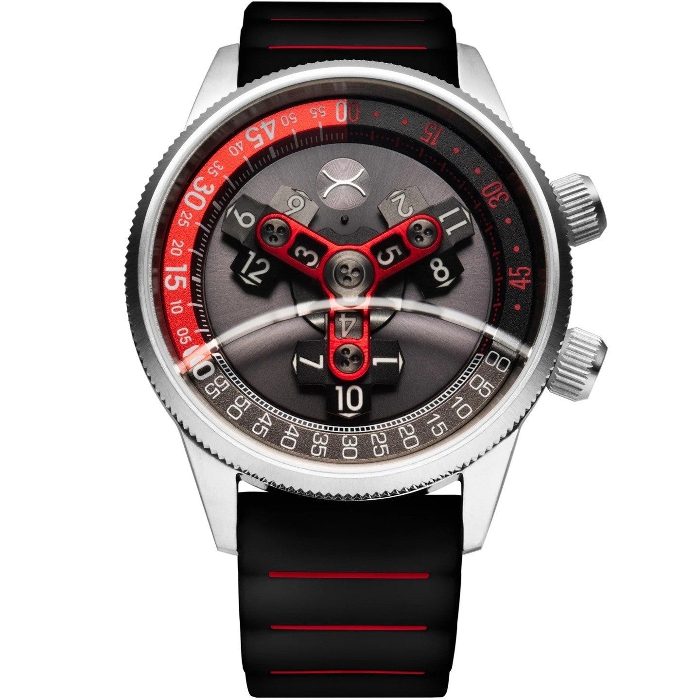 Xeric Vendetta II Automatic Wandering Hour Black Gray Red – Brand New