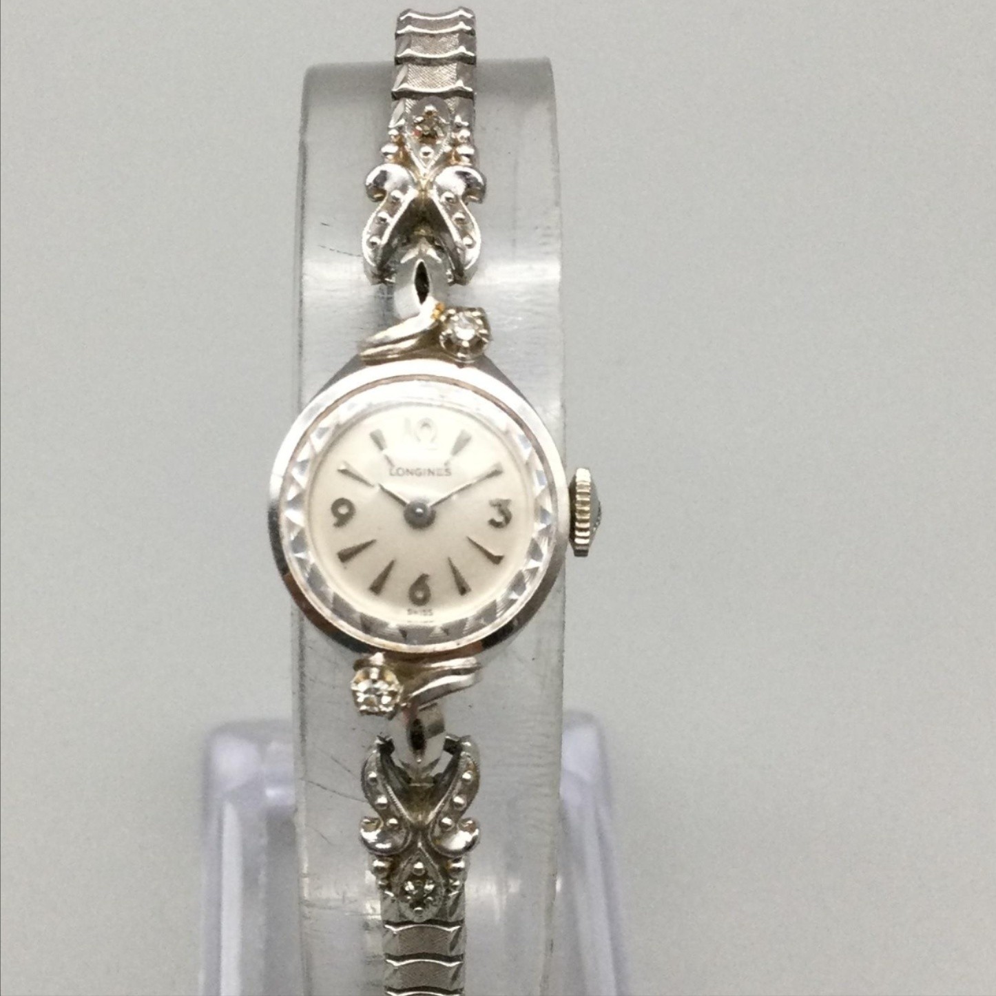 Vintage Longines Womens Watch 15mm 14K Gold Cocktail Swiss Diamond Manual Wind