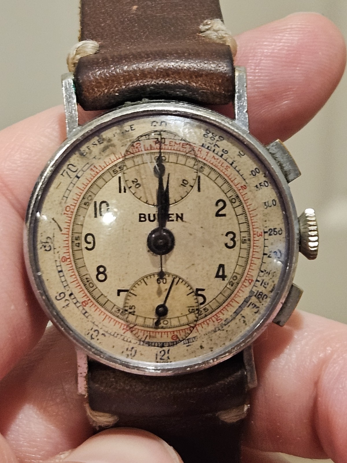 Vintage 32mm Buren Men’s Chronograph Wristwatch Venus 170 Steel WW2