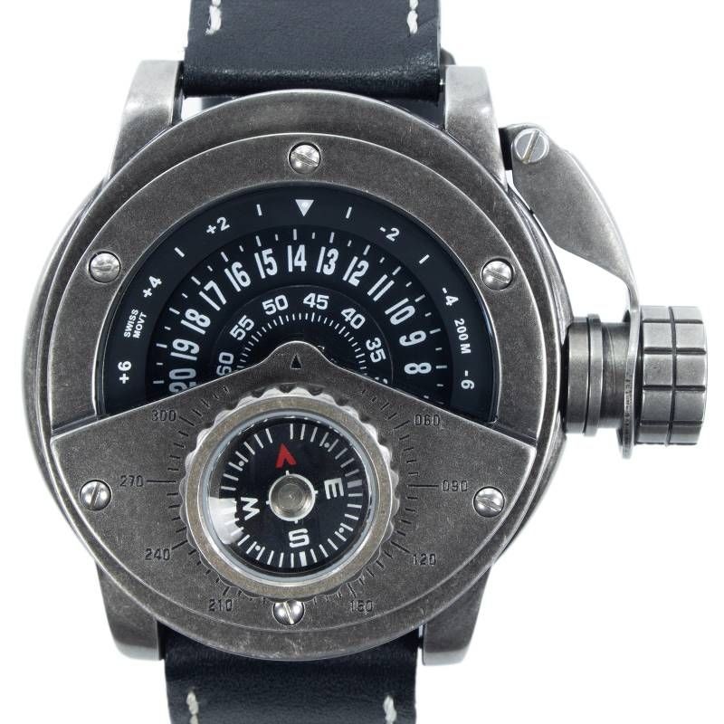 Working Condition RETROWERK Retro Watch Quartz Men’s R 004 Black Silver Marine R