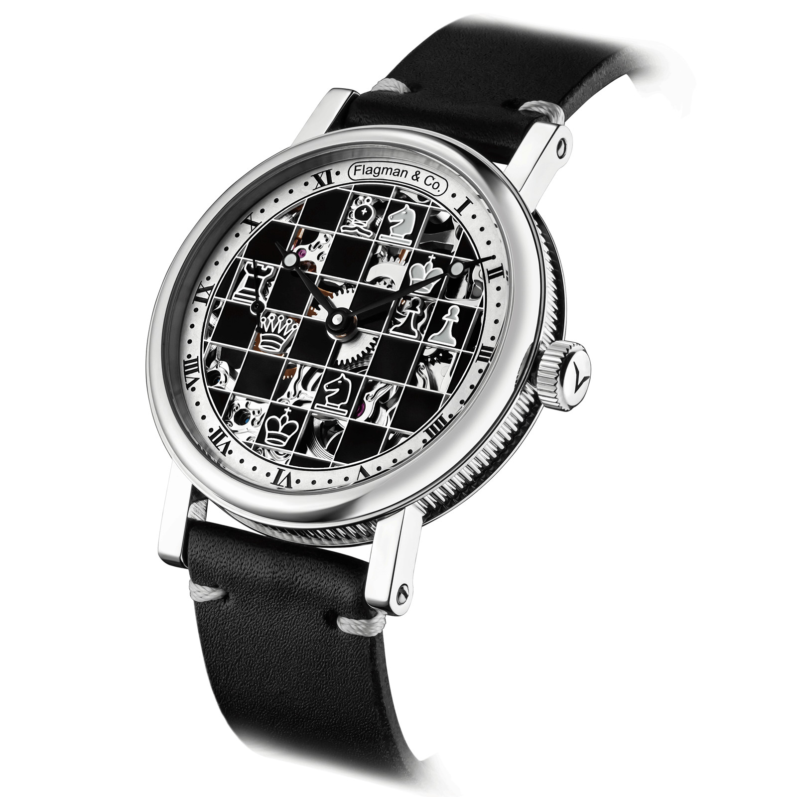 Сhess watch, Skeleton watch, Handmade watch, Mechanical watch, Artisan watch