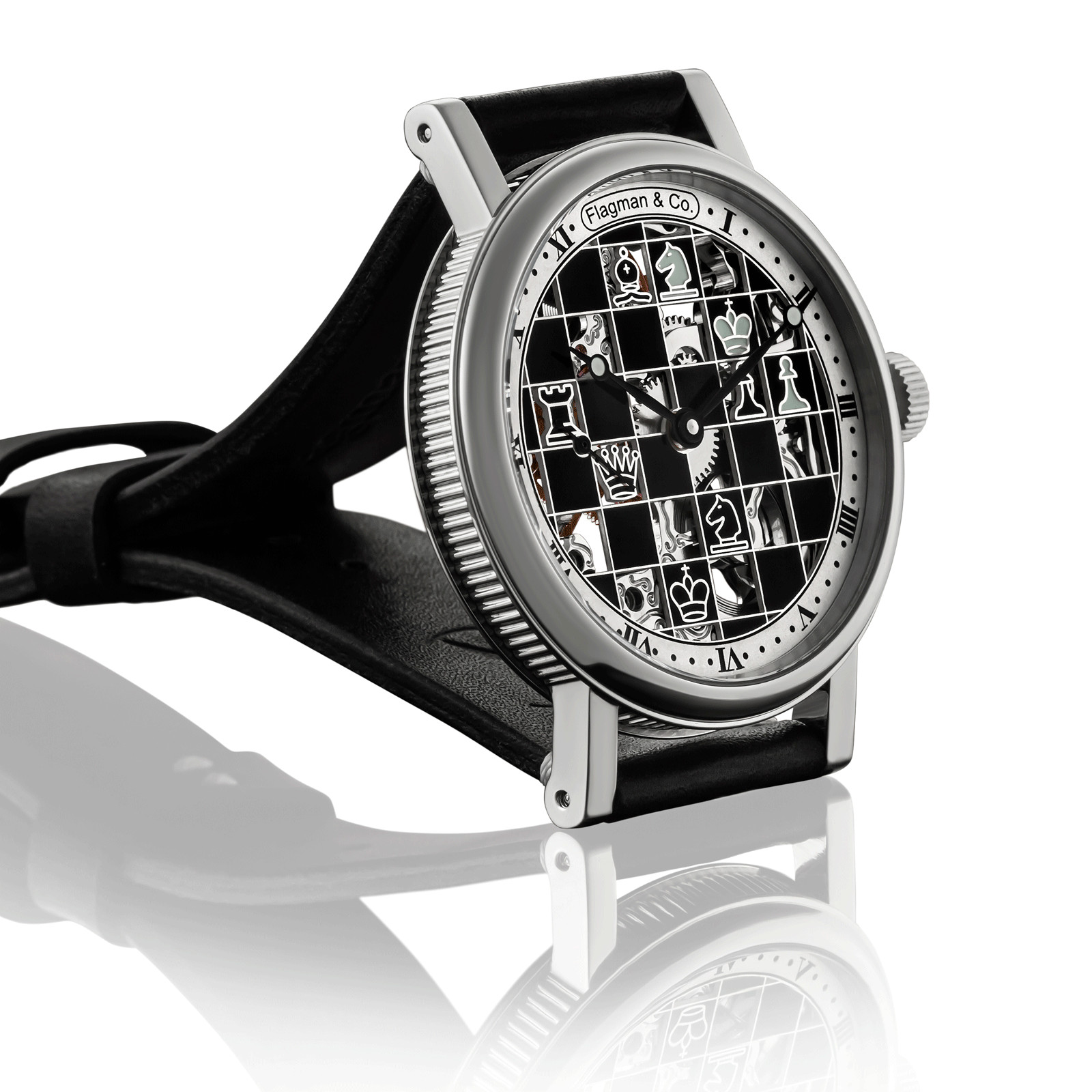 Сhess watch, Skeleton watch, Handmade watch, Mechanical watch, Artisan watch