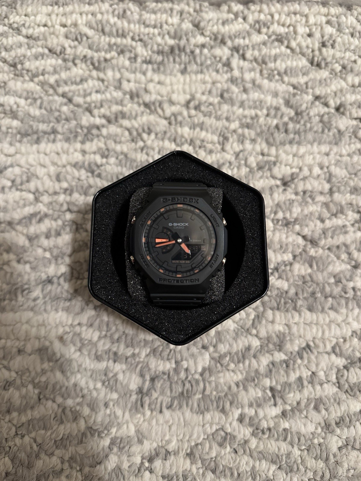 Casio G-Shock GA-2100-1A2 Mens Black Orange Analog Digital Watch