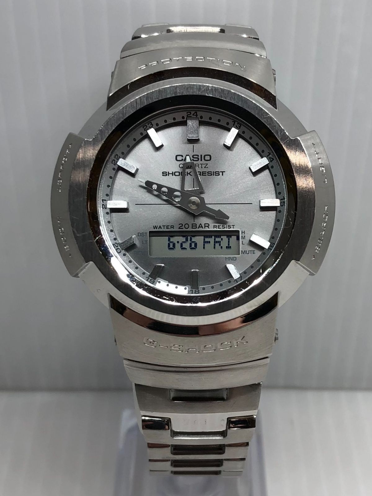 CASIO G-SHOCK AWM-500D-1A8JF Silver Digital Analog Watch Used Japan
