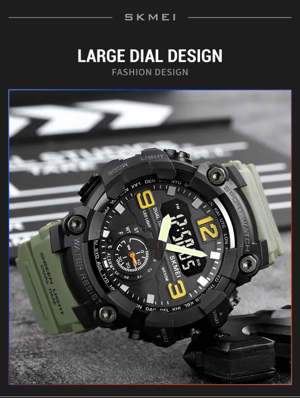Men Large OVERSIZED Waterproof Digital Sports Military Tactical WRIST WATCH 54mm
