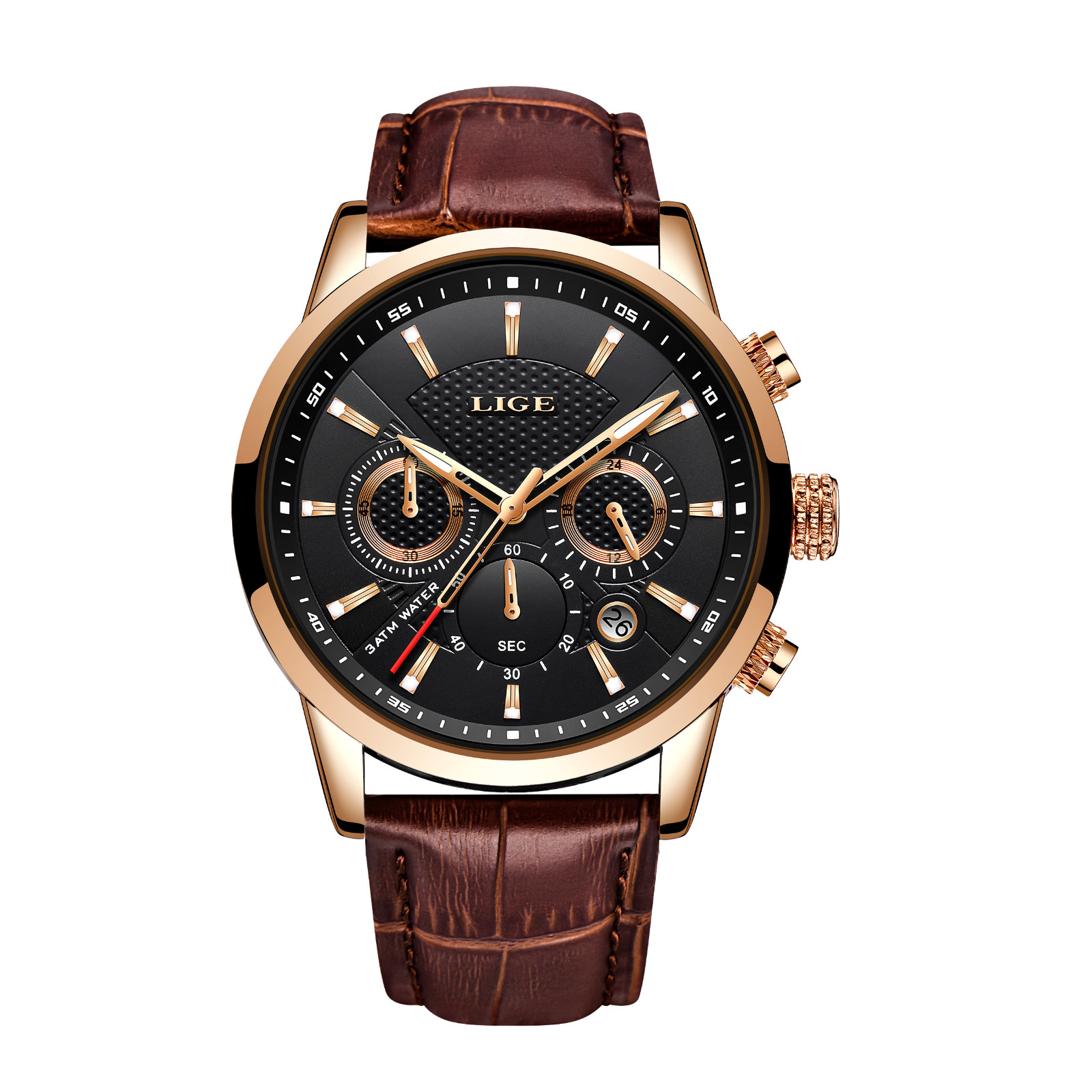 Men Women Watch Multifunction Luminous Date Display Quartz Movement Waterproof