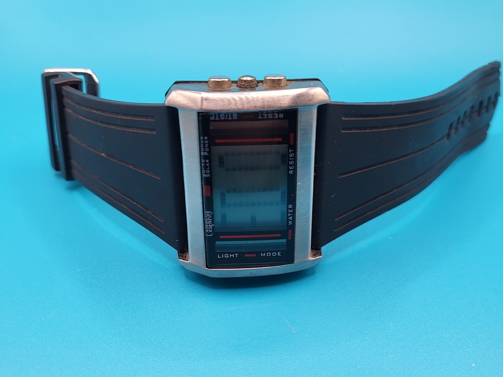 Vintage Celebrity Solar Power Unisex Digital Watch 45mm Case WR Black Rare