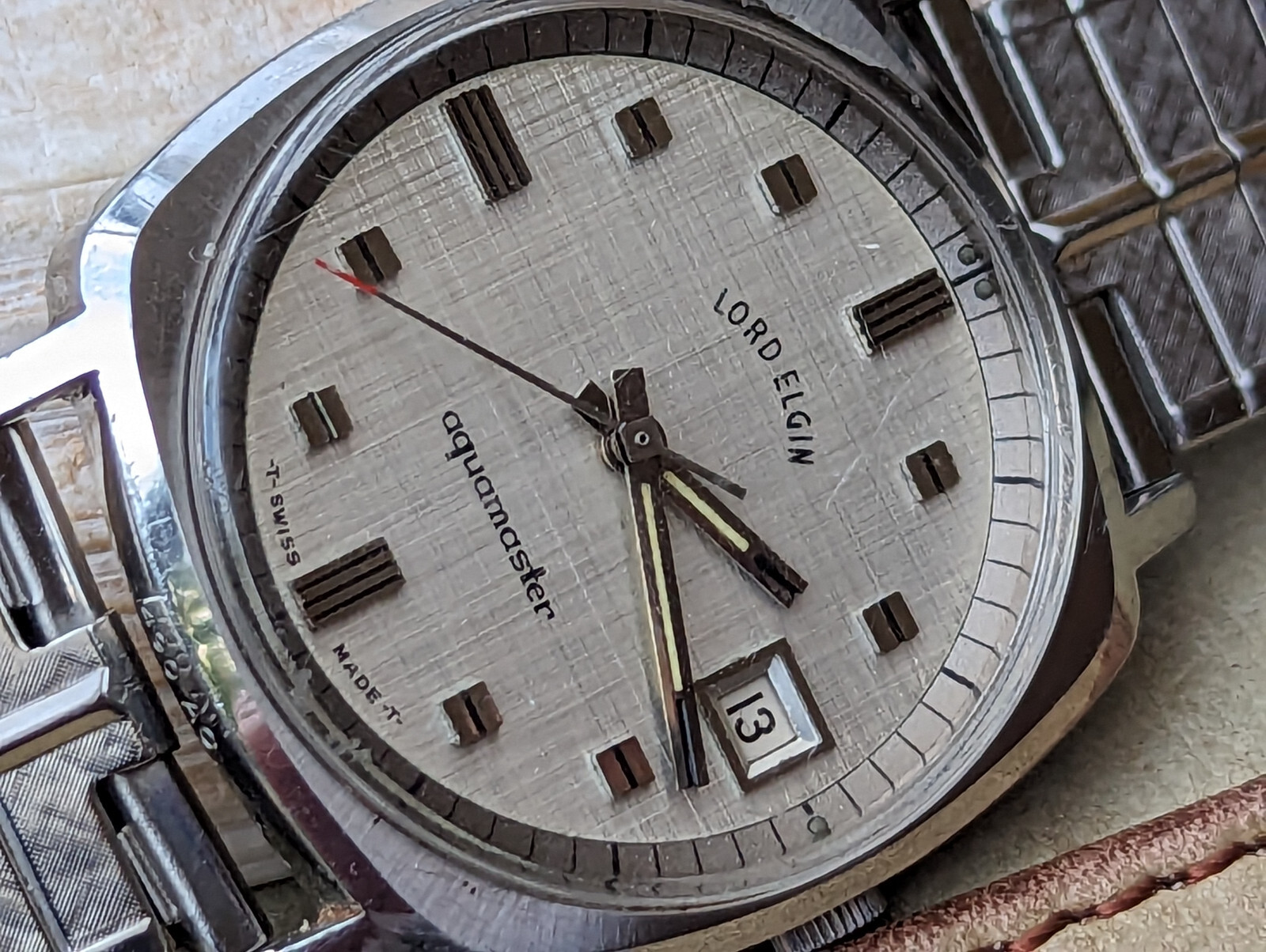 Vintage Lord Elgin Aquamaster Diver w/Linen Dial,”PAT PEND” JB Champion Bracelet