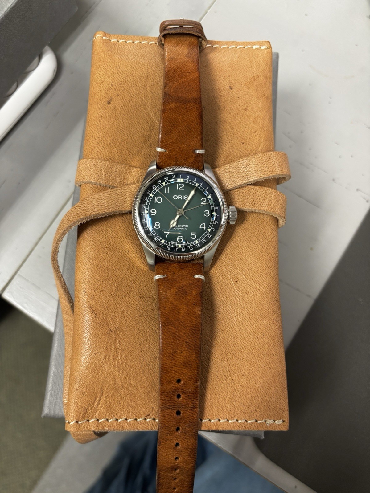 Oris Men’s Self Winding Green Faced Vintage Watch Cervo Volante