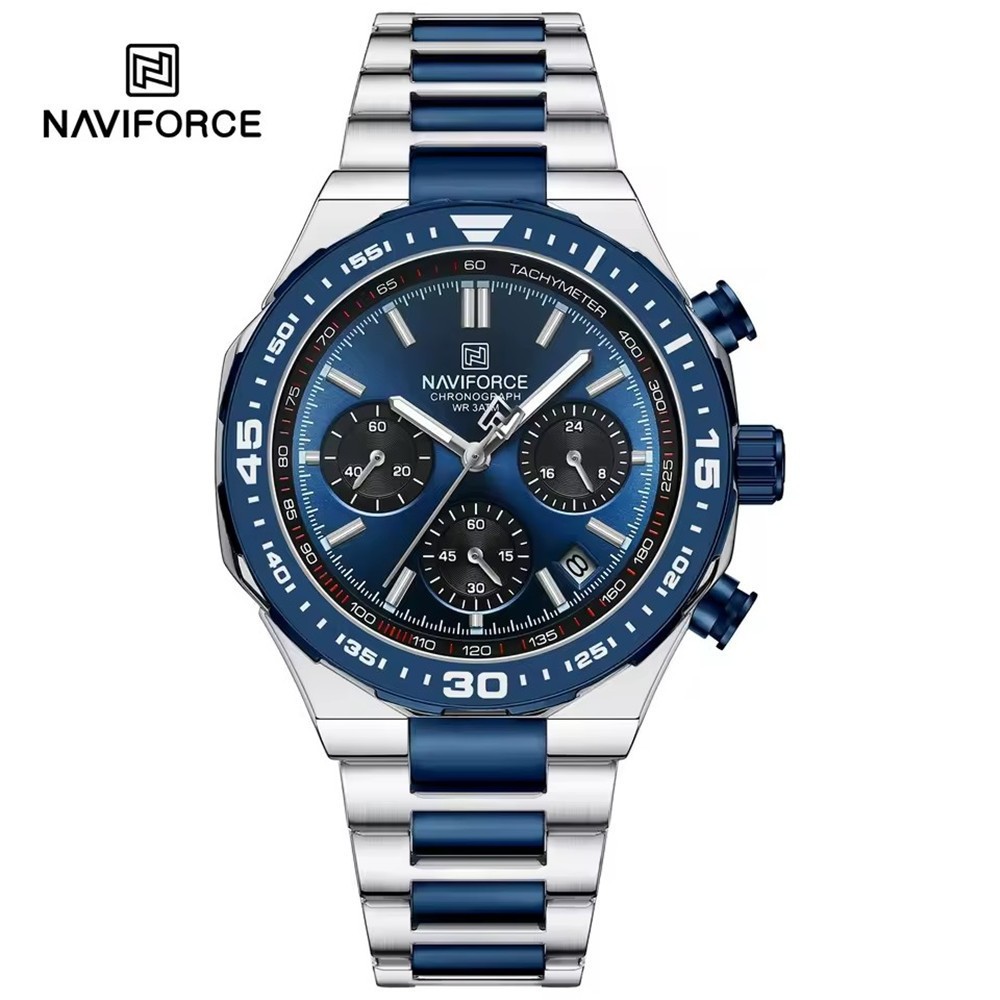 NAVIFORCE Men Quartz Watch Chronograph Steel Wristwatch Top Brand Male Watches