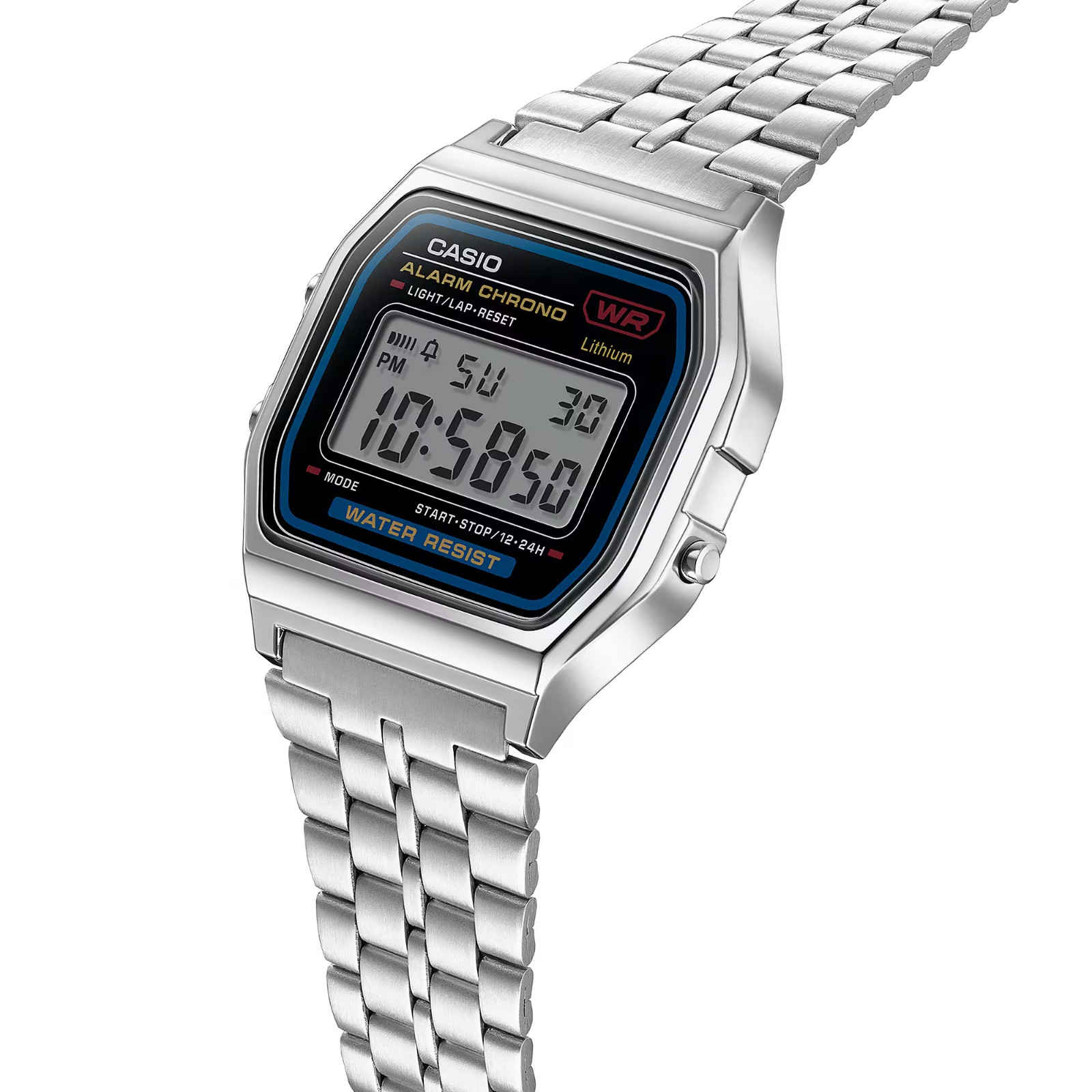 Casio A159WA-N1JH Digital Watch Silver Stainless Steel Alarm Chrono Japan