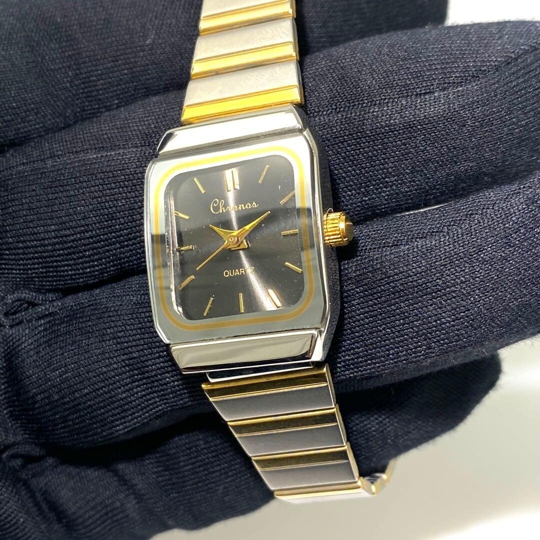 Chronos Wristwatch Square Quartz Analog Stick Indexes Authentic From Japan