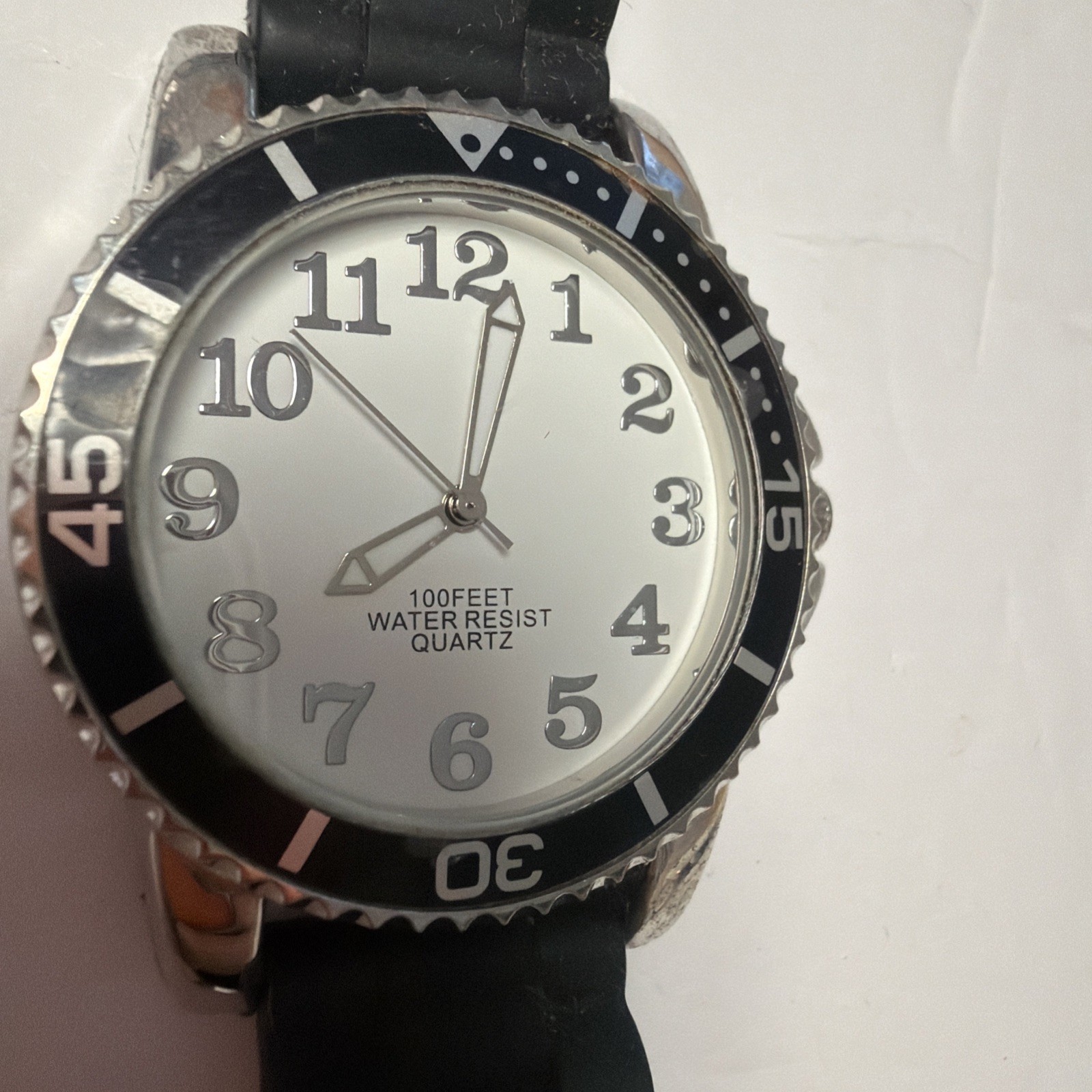 Accutime Ladies Quartz Wrist Watch With Black Silicone Band AW49779W