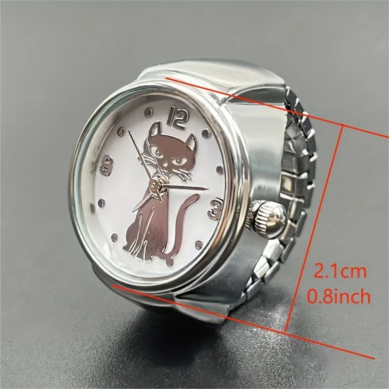 1PC niche handsome kitten circular pointer quartz ring watch hot selling