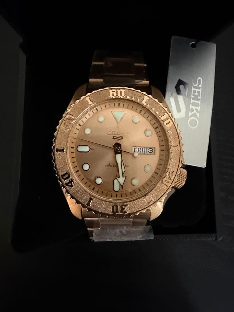 SEIKO 5 Sports Automatic Wind Wristwatch Overseas Model SRPE72K1 Pink Gold