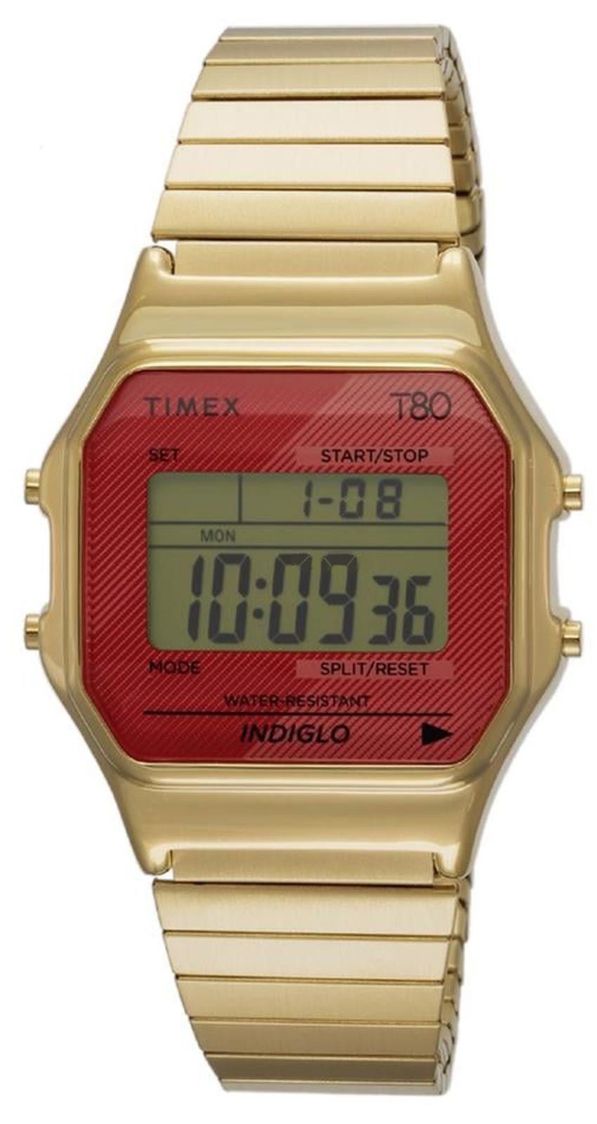 Timex T80 TW2V19200 Women’s Digital Chronograph Watch Gold Metal Bracelet