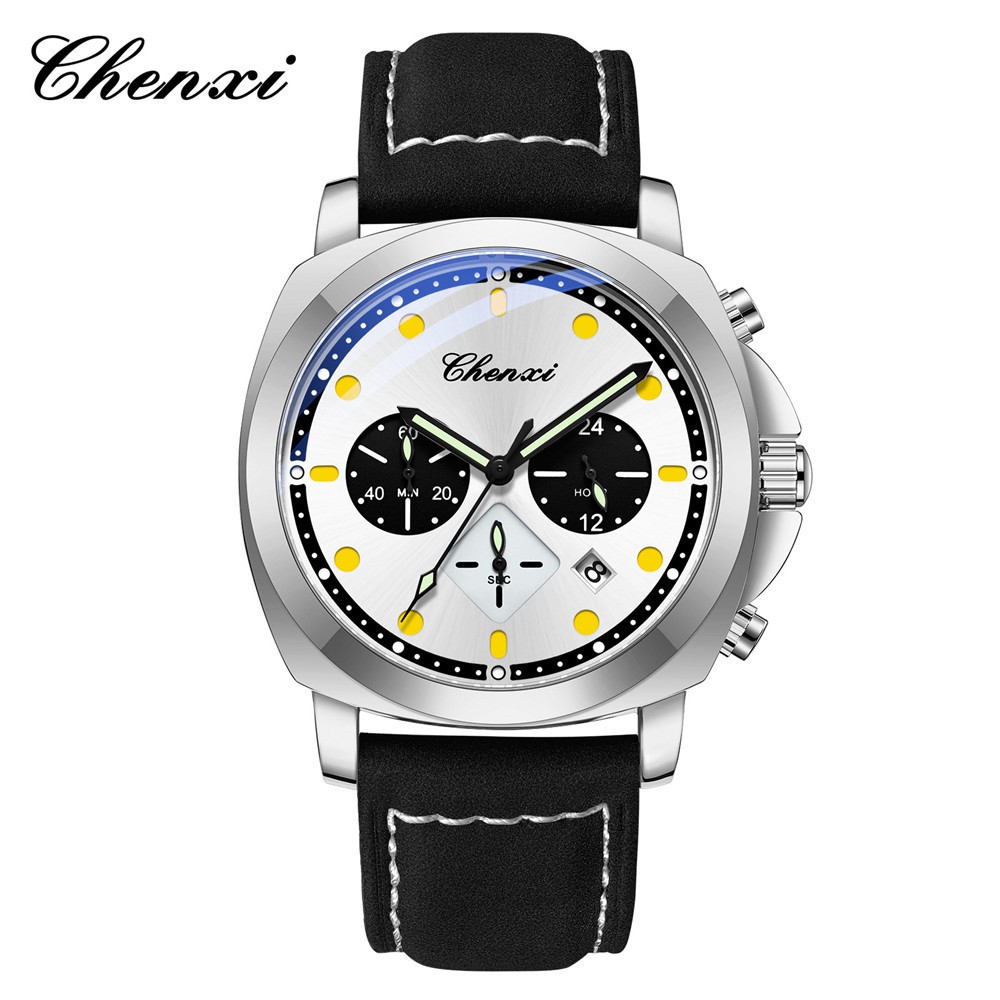 CHENXI Men Quartz Watch Chronograph Wristwatch 24Hours Weekday Boy Sport Watches