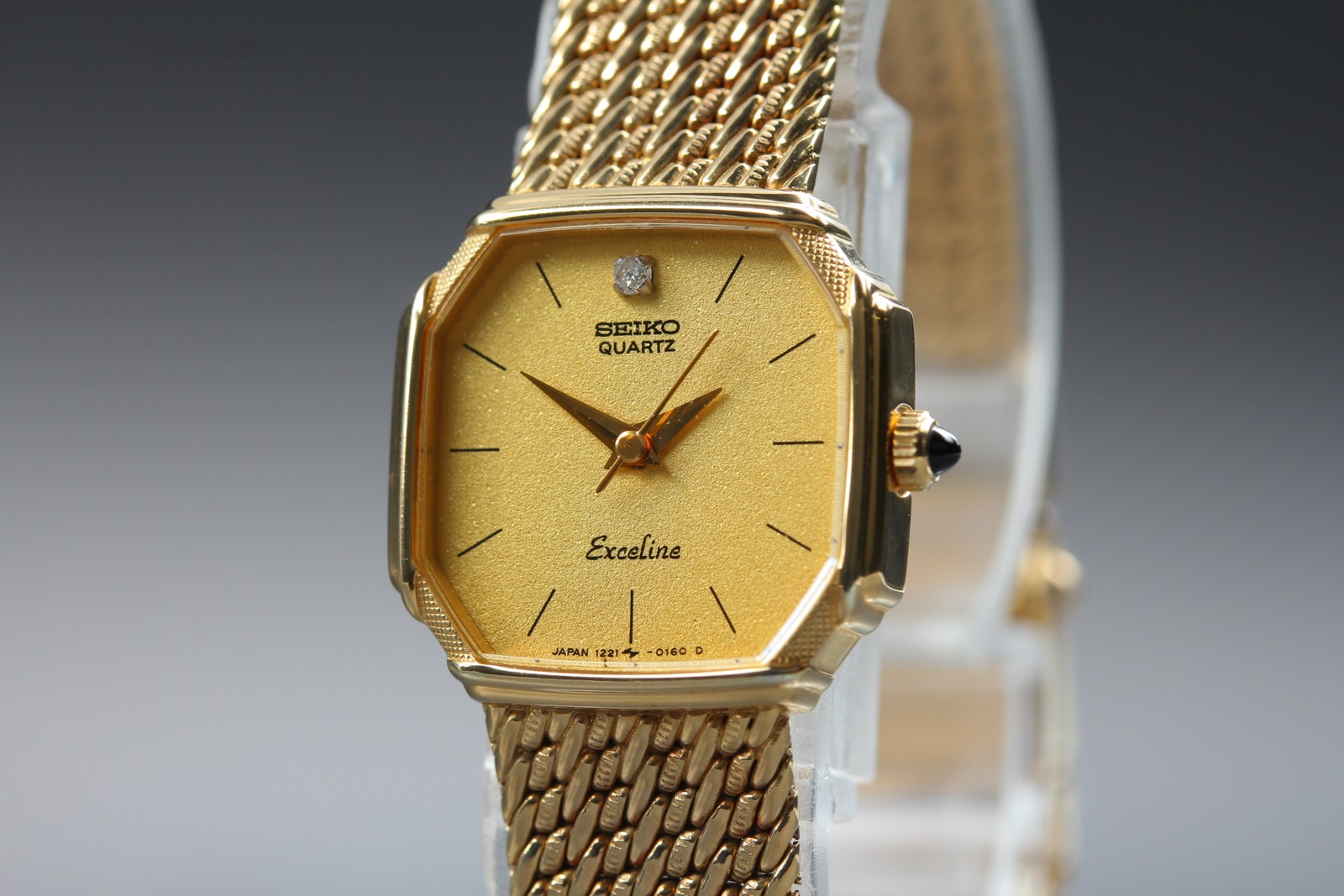 [Near MINT] SEIKO Exceline 1221-5080 1P Diamond Gold Quartz Women’s Watch