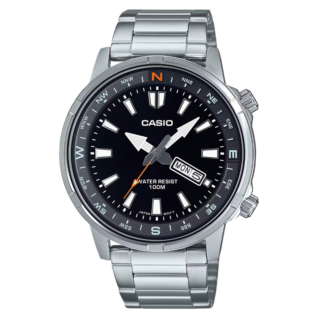 CASIO MTD-130D-1A4 Men’s Watch Steel Manual Compass Black Color