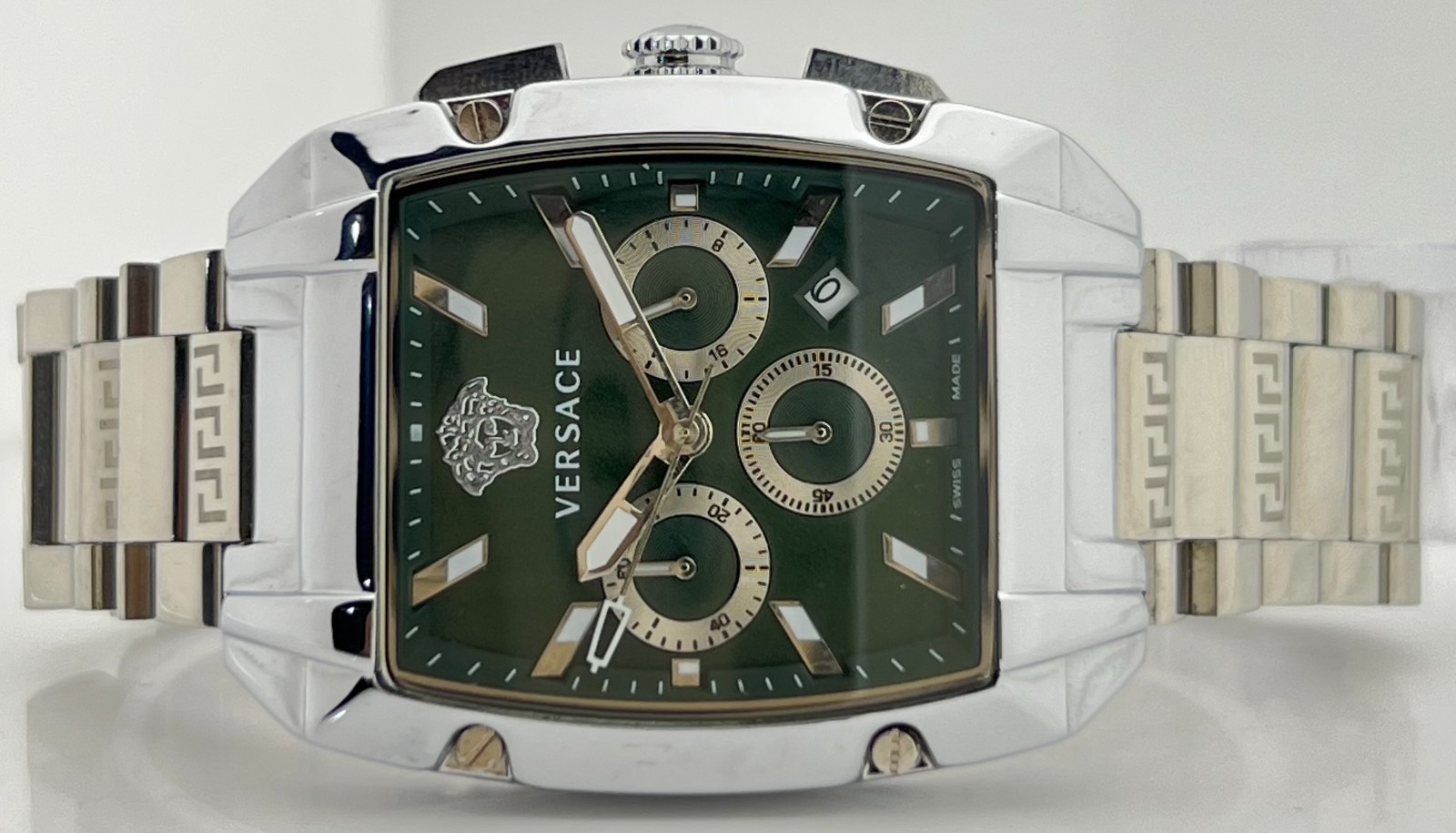 Premium Men’s Versace Dominus Chronograph Green Dial Date Working Wristwatch