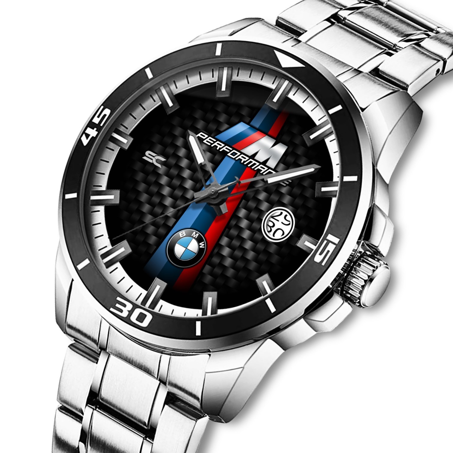 BMW M Performance Heritage Stripe M3 Steel Wrist Watch for Lovers