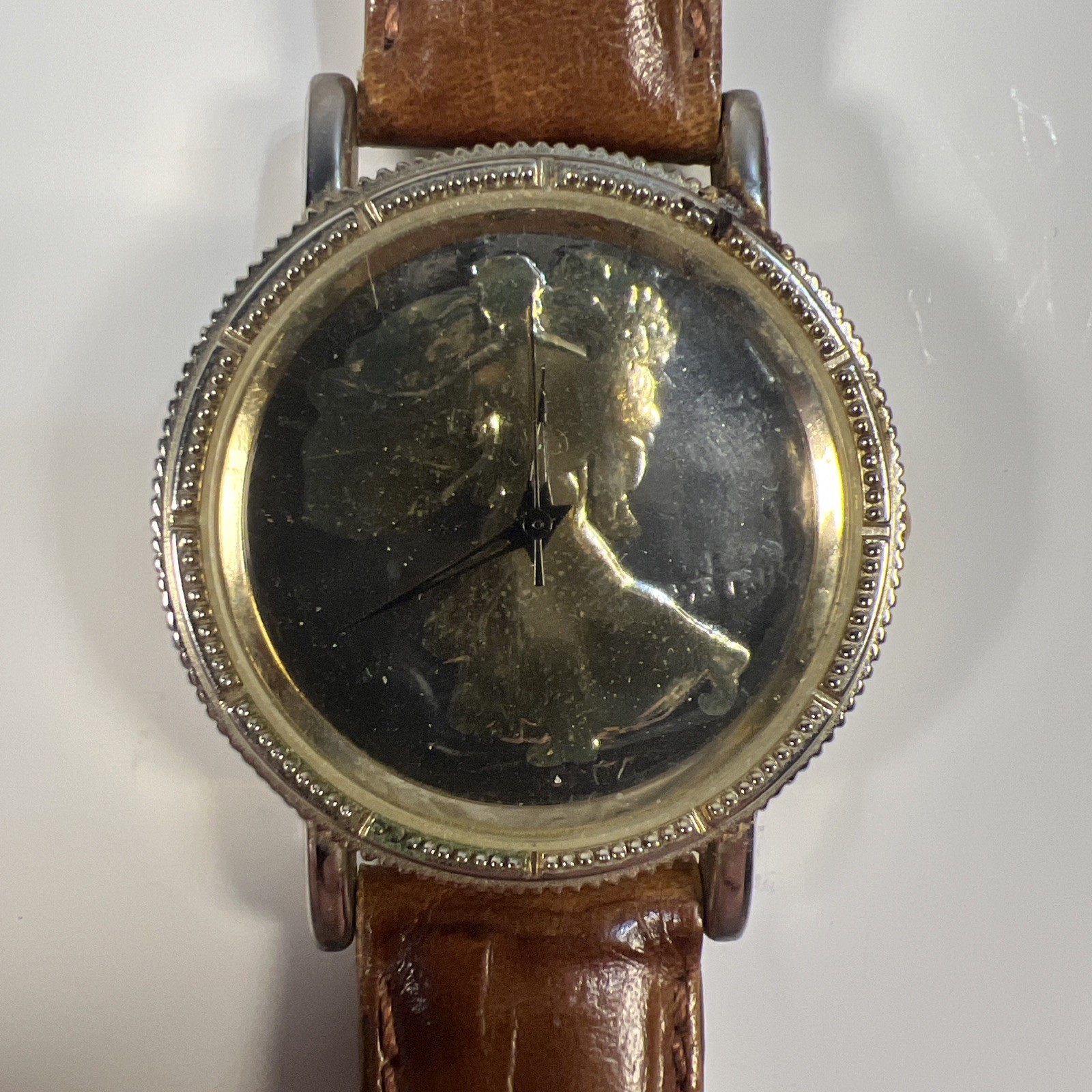 Walking Liberty US Silver Half Dollar 1940’s Mens Watch Leather Band Working