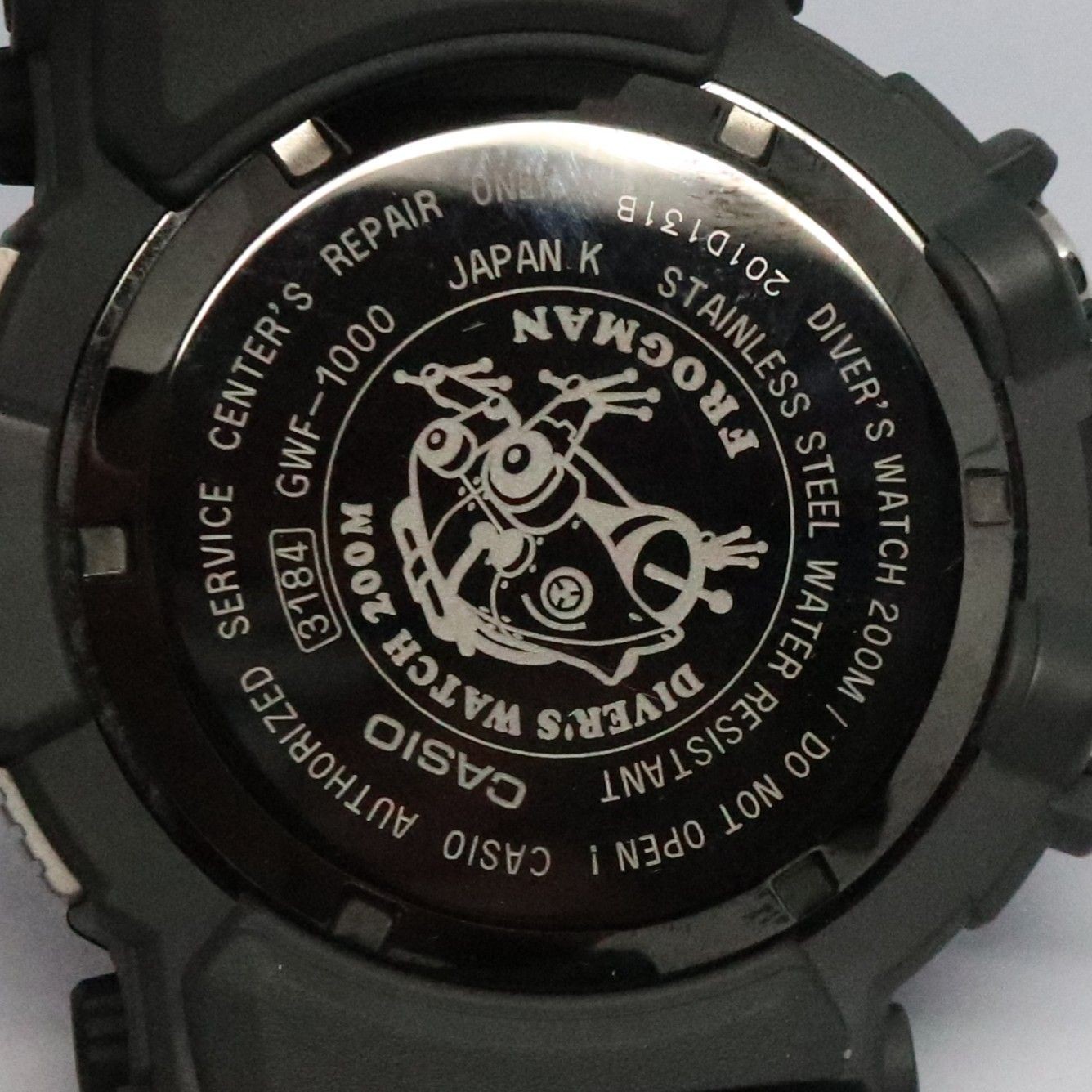 Working CASIO G-Shock FROGMAN GWF 1000 1JF Good Condition Black Radio Solar Digi
