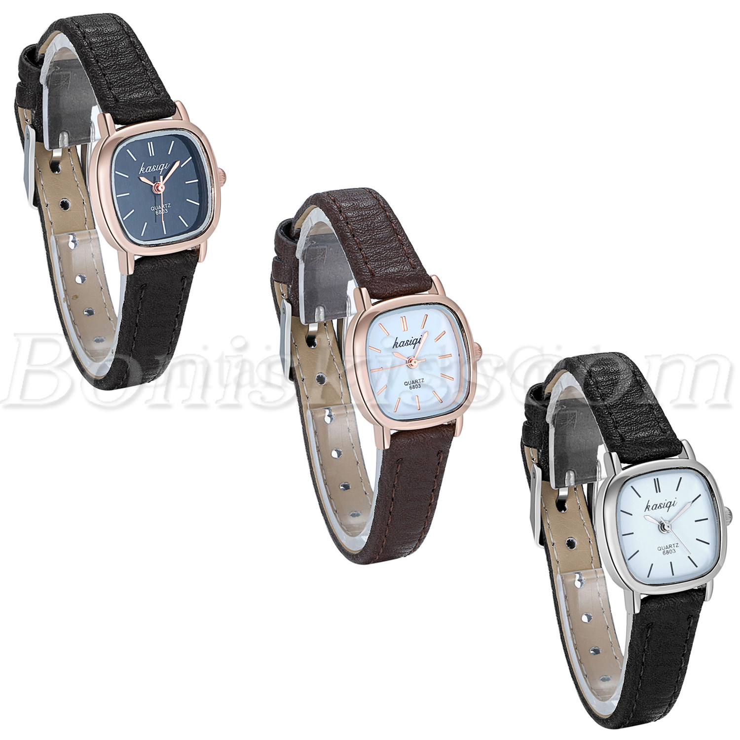 Women’s Casual Simple Style Slim Leather Strap Square Dial Quartz Wrist Watch