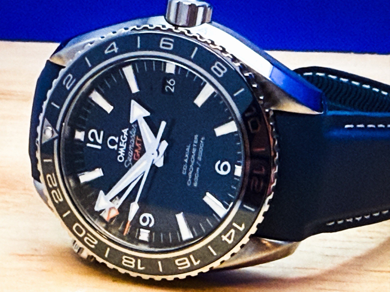 2024 Omega Planet Ocean GMT Titanium Blue 43.5mm Full Set, Box & Papers