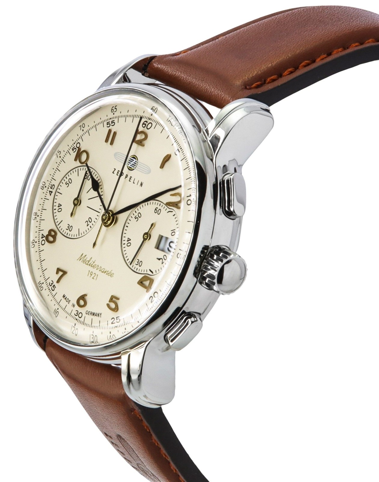 Zeppelin Mediterranee Chronograph Tachymeter Beige Dial Quartz Z96705 Mens Watch