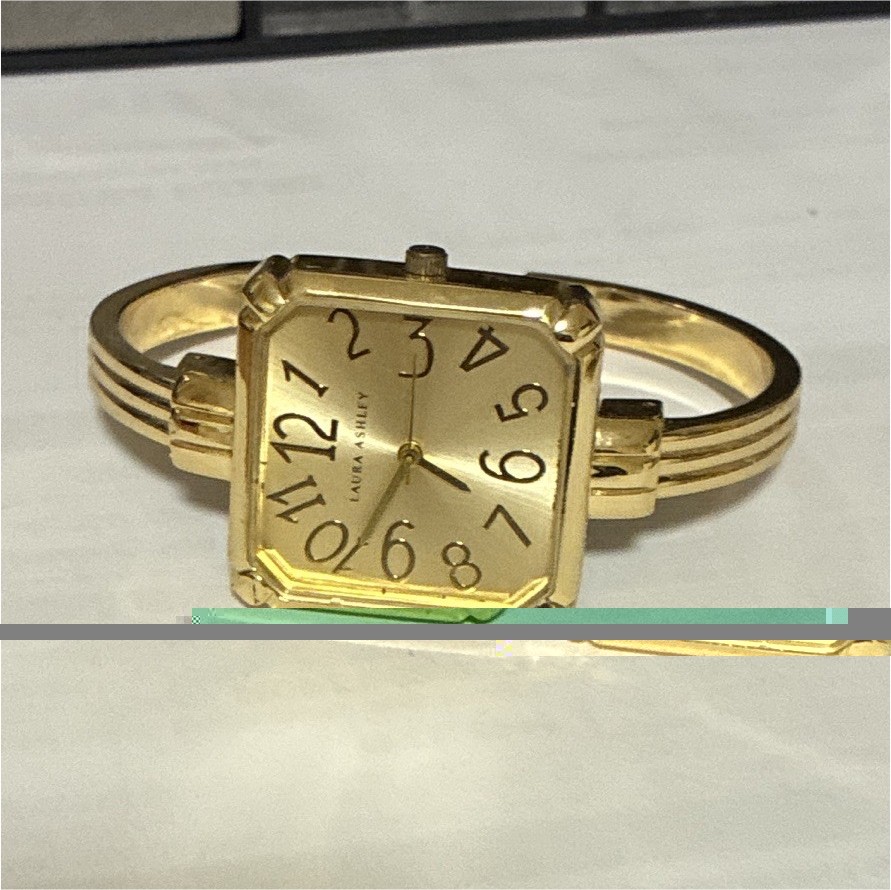 Laura Ashley Women’s Dress Square Analog Quartz Bangle Watch Gold Arabic Dial