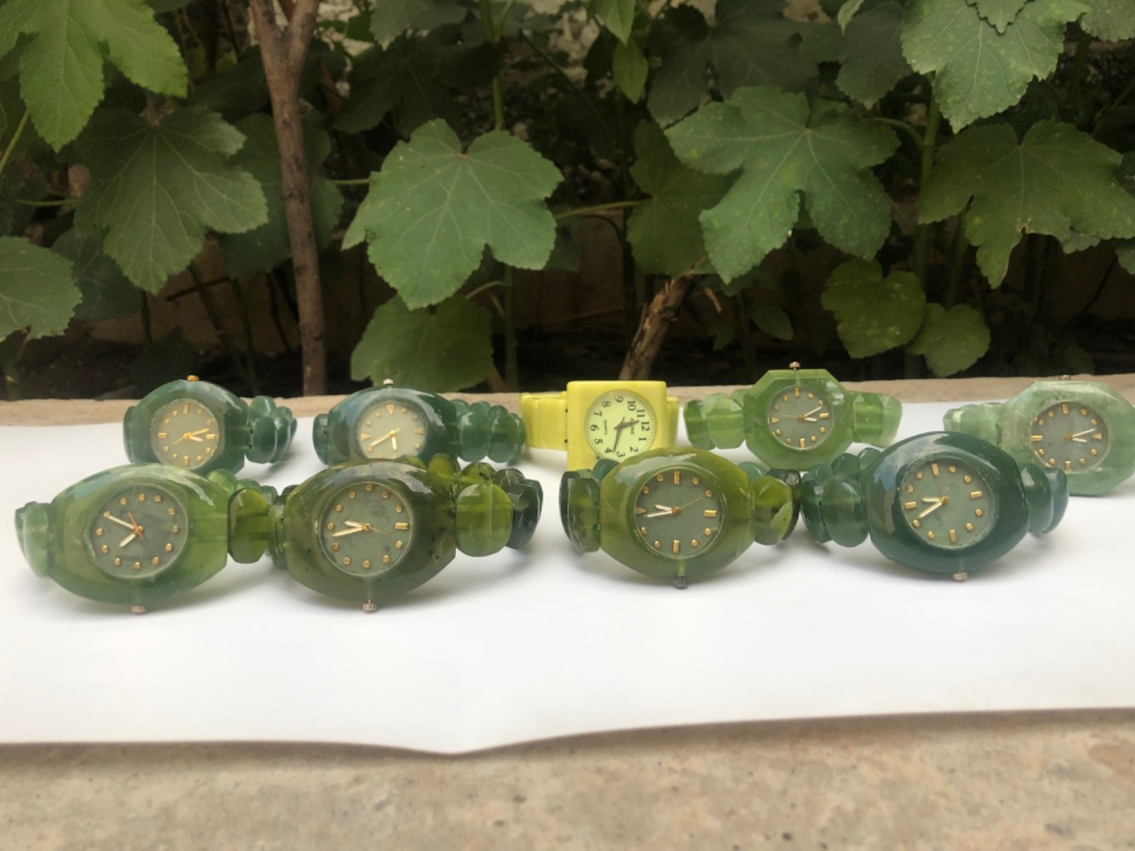 Natural Gemstone Beautiful Serpentine Jade Men/Women Watch Top Quality