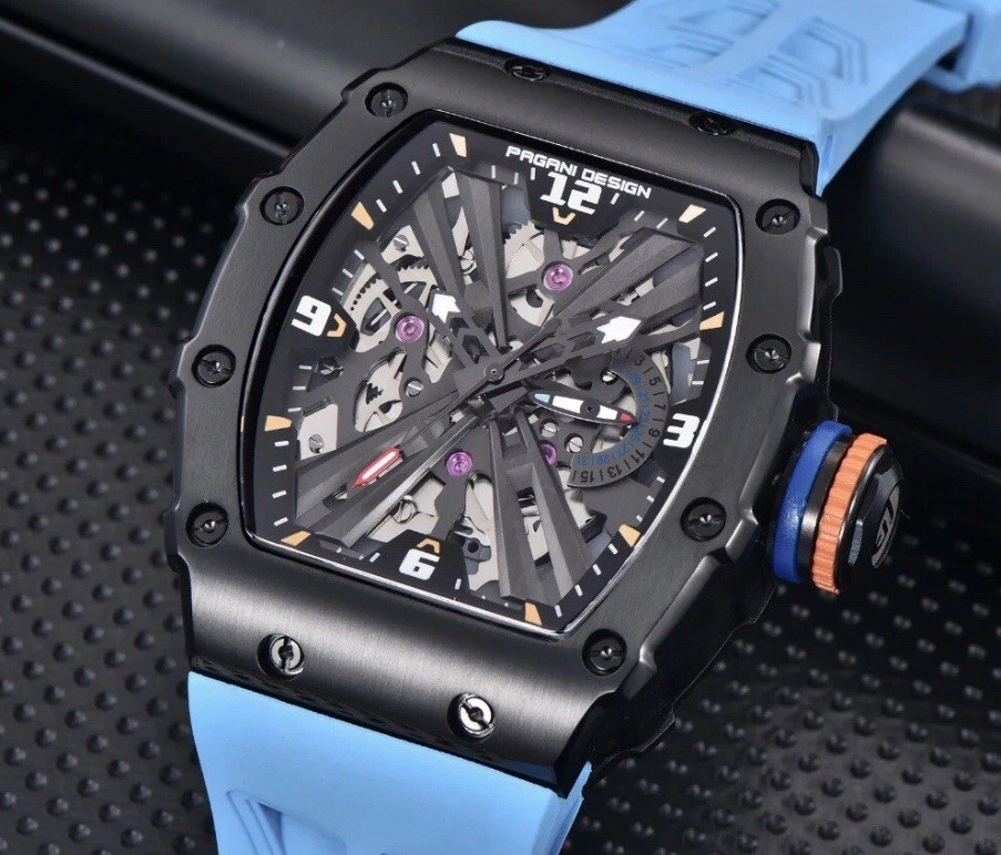 PAGANI DESIGN PD-1738 VH65 Skeleton Men’s Quartz Watch Matte Black 10Bar