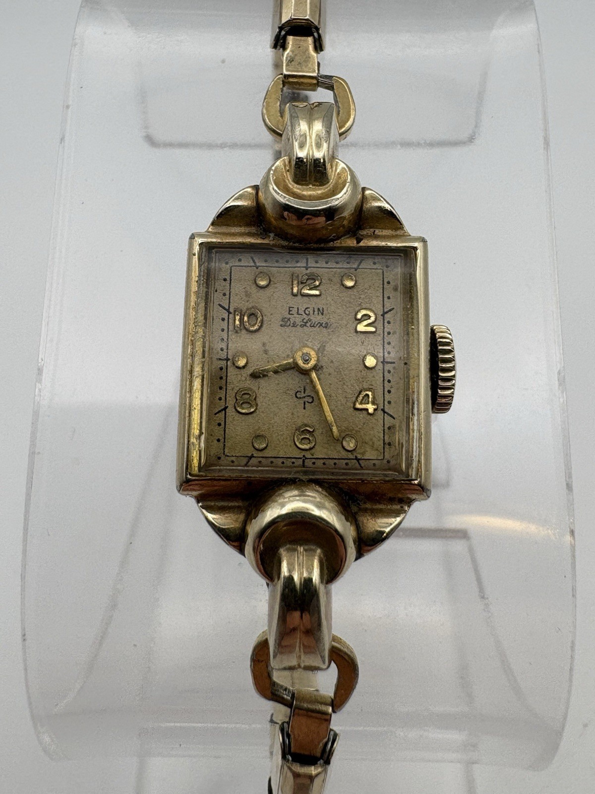 Vintage Elgin De Luxe 10K Gold Filled Ladies Watch Art Deco Kreisler RUNNING