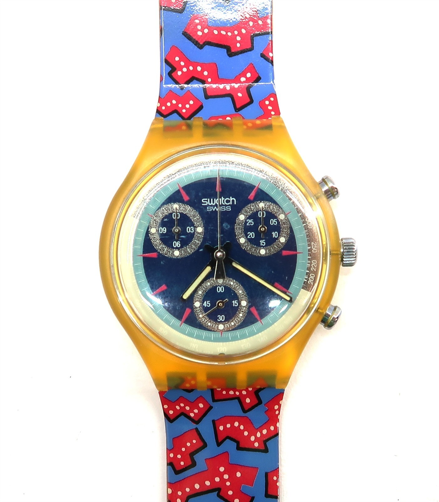 NEW Swatch Chrono Watch WILD CARD SCK100 with Case and Papers 1993 Gents NOS