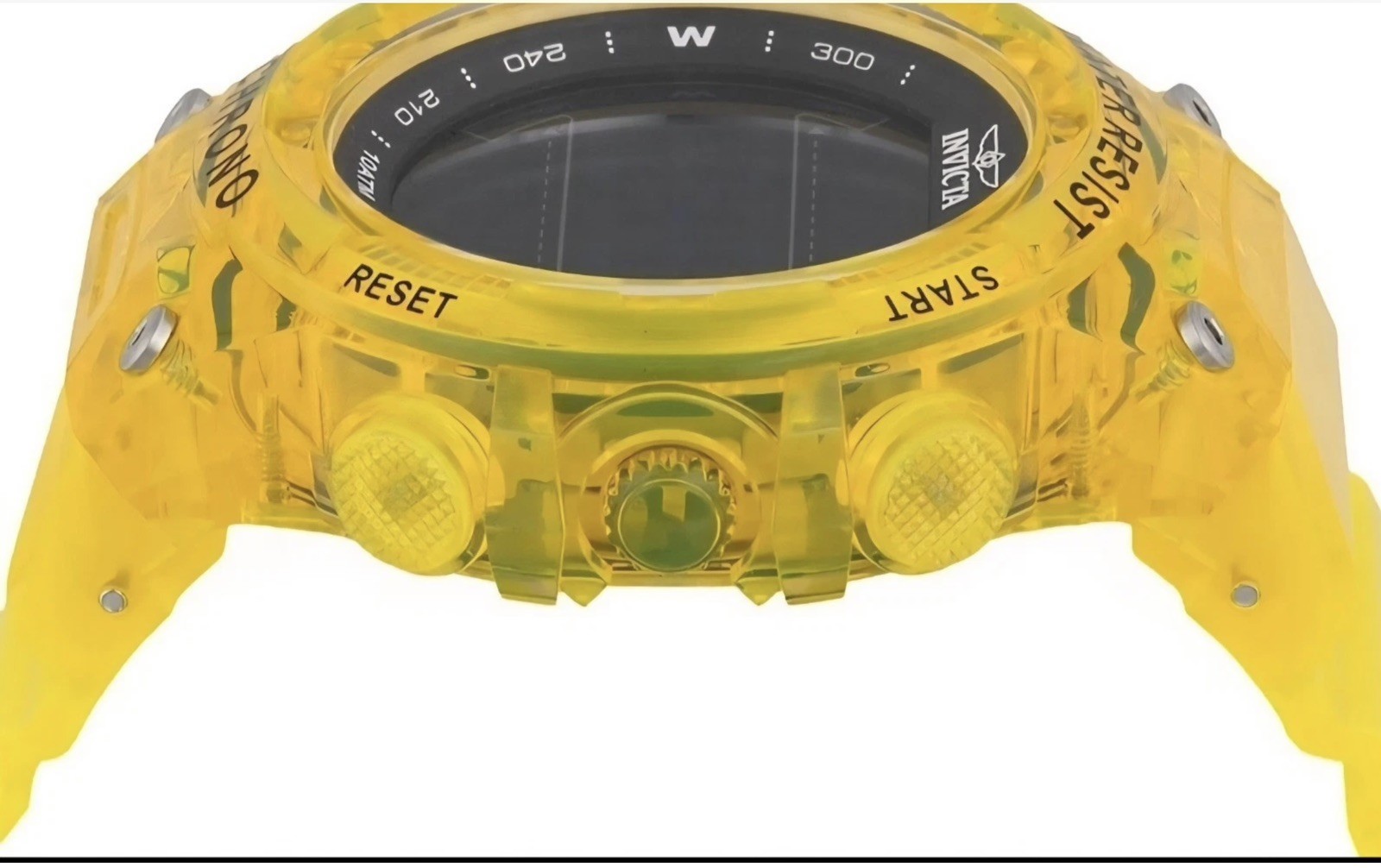 Invicta Racing Burnout Digital Watch – 52mm, Transparent, Yellow – Brand New