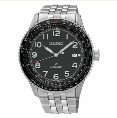 SEIKO PROSPEX SRPB57 Sky NaviTimer Pilot Aviator Watch 4R35 Steel Bracelet Date